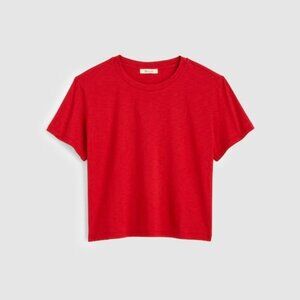 NWT Madewell Boxy-Crop Tee in Soft Slub Crimson S
